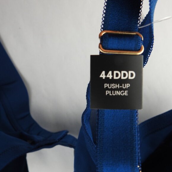 New Torrid Curve Plunge Push Up Bra Sz 44DDD Blue Animal Print Underwire Padded - Picture 8 of 8